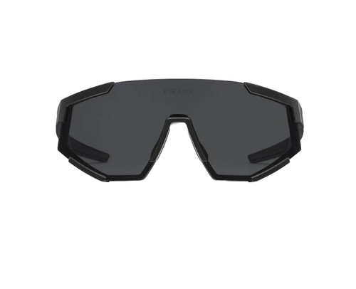 Pre-owned Prada Linea Rossa Sps 04ws Dg006f Rubber Black Red Dark Grey Sunglasses In Gray