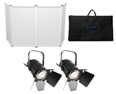 (2) Chauvet DJ EVE F-50Z LED Fresnel DMX Warm White D-Fi Spot Lights+DJ Facade