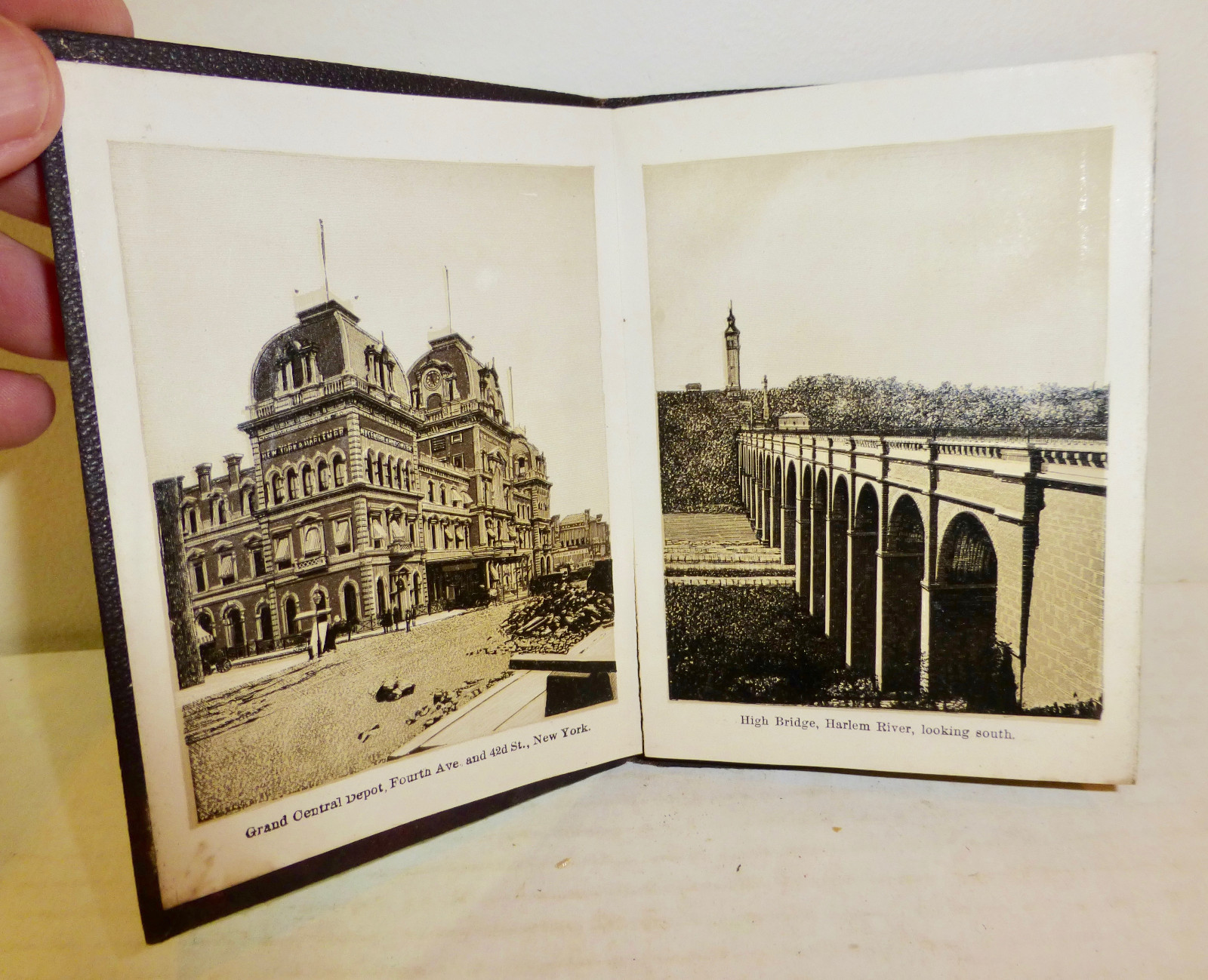 Hudson River, New York souvenir ca. 1887 photo/post card album, architecture
