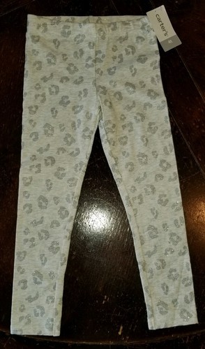 Girls Carter's Leggings Size 4T Pink Glitter Gray Glitter Cheetah Print NWT