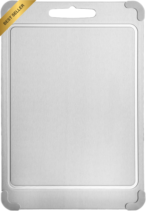 Stainless Steel Cutting Board Double Sided Chopping Board with Juice Groove & Sm