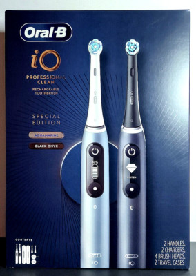 DUAL 2-PK Oral-B iO Series 7 Professional Clean Electric Toothbrush BLACK & AQUA