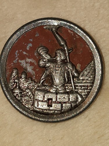 Vintage Metal Picture Button Collectible Knight Medieval Scene
