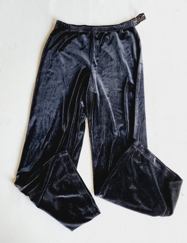 Vintage Elementz Velvet Wide Leg Pants Size M Black New Old