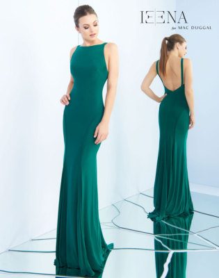 

IEENA MAC DUGGAL 25220i Изумрудно-зеленый трикотаж эластичного платья «русалка» с V-образной спиной  XS
