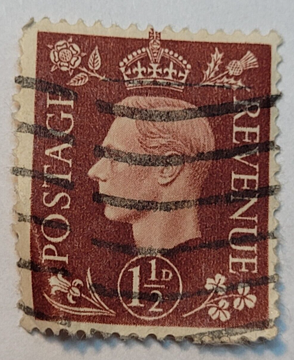 kevin bradley 2003 George + Tammy 額縁無し Postage Revenue ~ King George VI ~ Brown 1½D Stamp ~ Posted