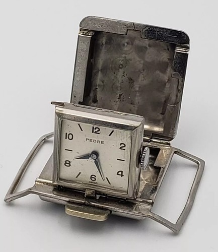 Vintage Pedre Flip Up Leather Drivers Watch Good Balance As Is Very Rare