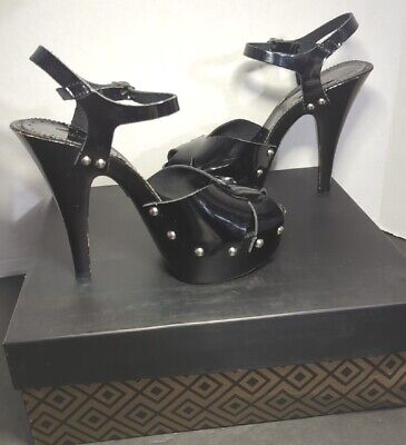 Charles By Charles David Women's Sammy Black Patent Leather Studded Heels Sz 5 