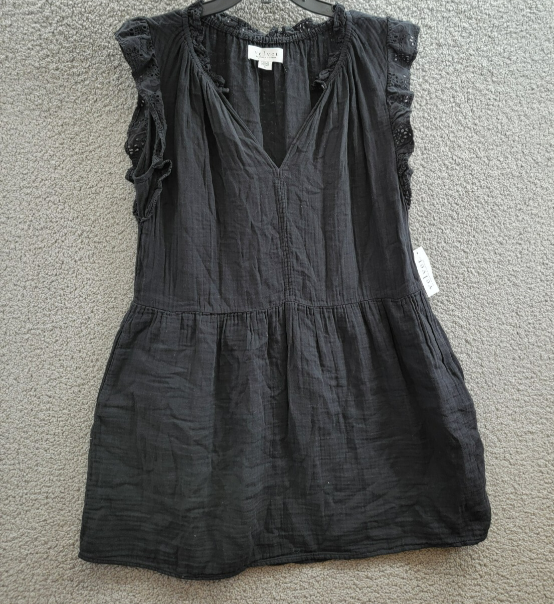 Velvet by Graham & Spencer Grace Ruffle Sleeve Mini Dress Women's S Black S/S - Picture 2 of 15