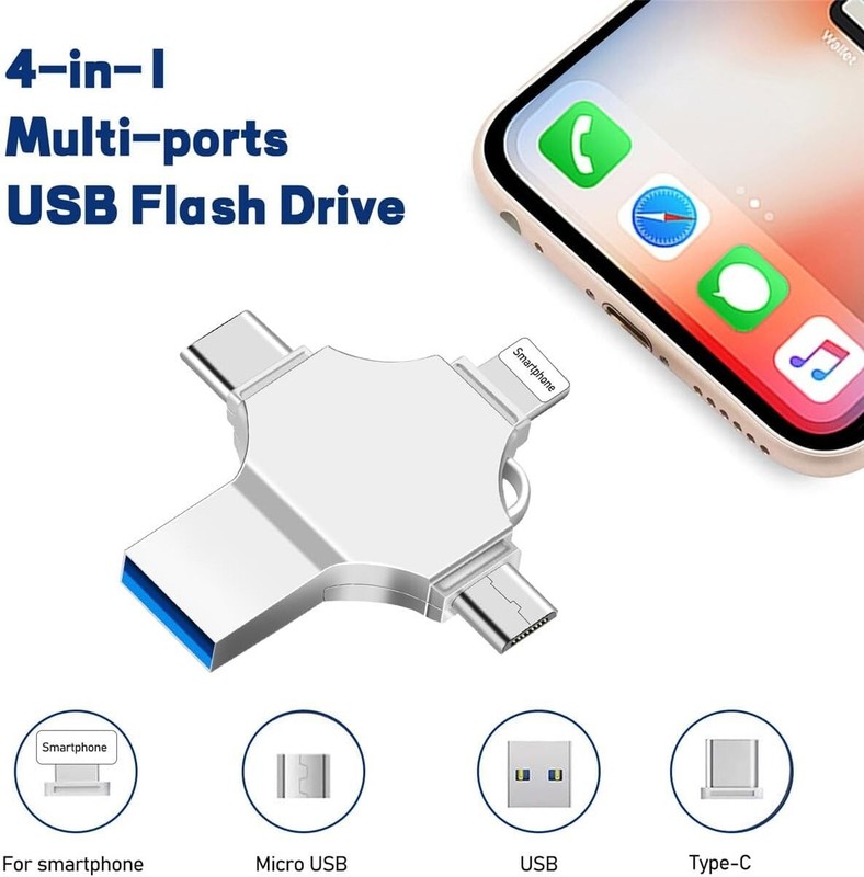 4-in-1 Expandable USB Flash Drive - High-Speed Memory Storage Device