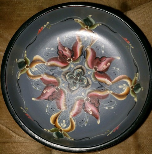 BEAUTIFUL VINTAGE NORWAY Handpainted Signed Ursula ROSEMALING WOOD BOWL 5+