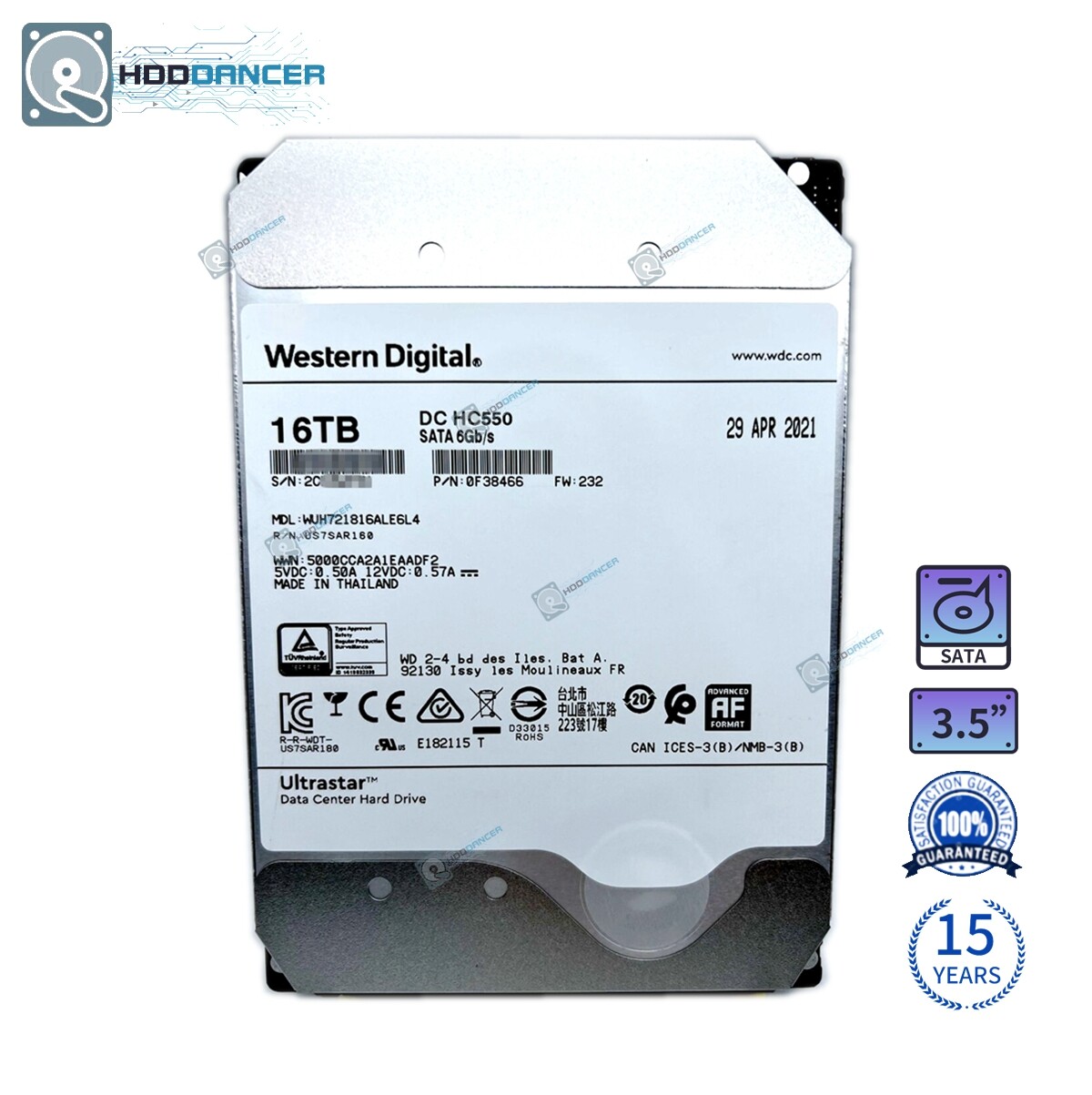 WDウルトラスターハードディスク16TB WUH721816ALE6L4 WD WUH721816ALE6L4 16TB SATA Ultrastar DC HC550 3.5