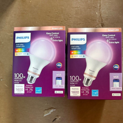 Philips Smart LED 100-Watt Equiv A21 Wi-Fi Color Changing Light Bulb 2-Pack
