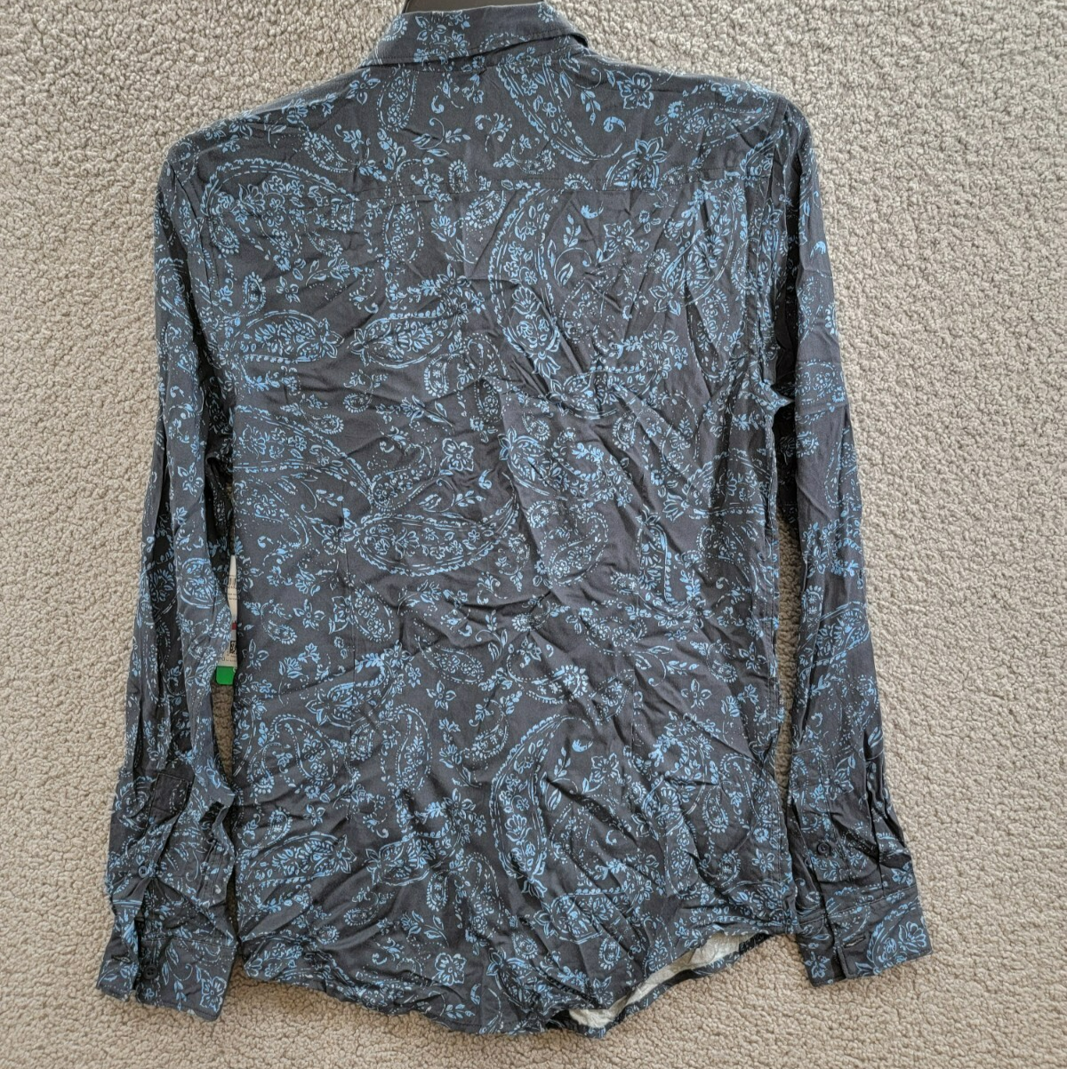GUESS Paisley Print Long-Sleeve Shirt Men's S Black/Blue Button Front Closure - Picture 14 of 18