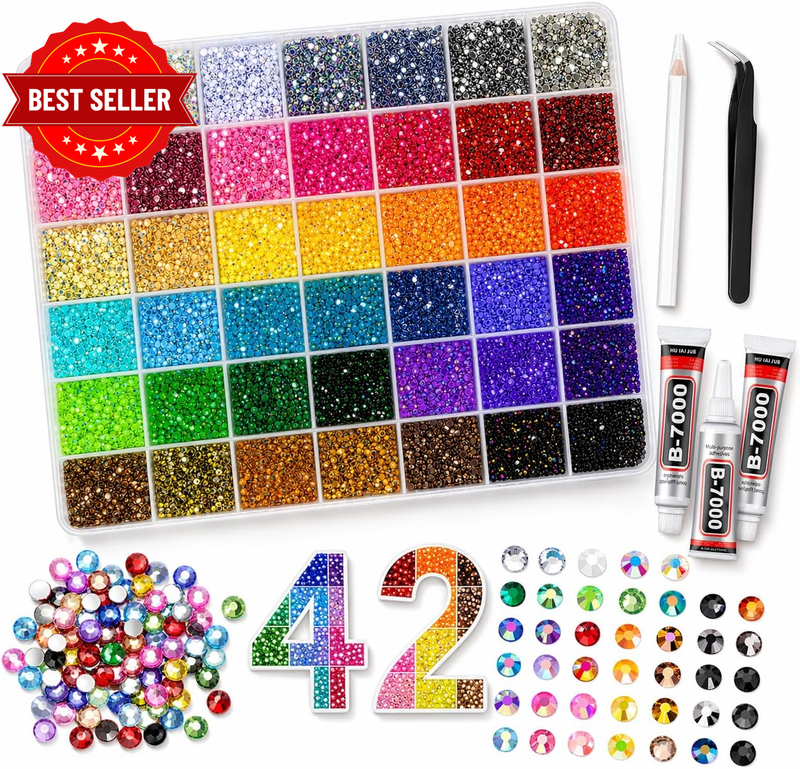 Bedazzling Kit, 42000 Pcs 3Mm Resin Flatback Rhinestones