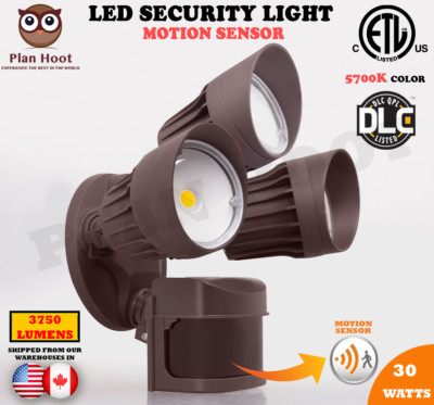 30W Black Brown White Motion Sensor Activated ETL DLC LED Outdoor Security Light