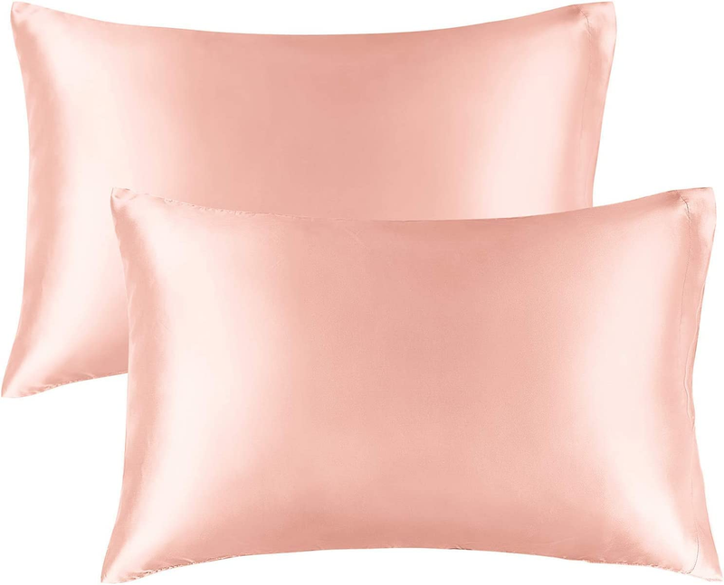 Satin Silk Pillowcase for Hair and Skin Coral Pillow Cases Standard Size Set of