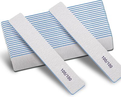 Nail Files-Nail File for Acrylic Nails 100/100 Grit, 12 PCS Nail Files Emery Boa