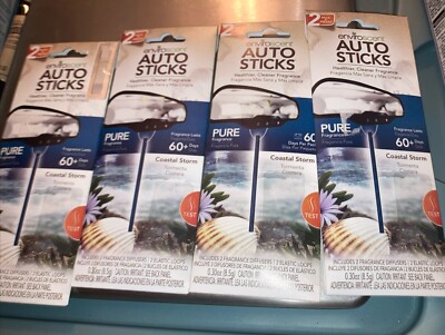 4-2 Packs EnviroScent Auto Car Sticks Fragrance Diffusers Coastal Storm 8 Total