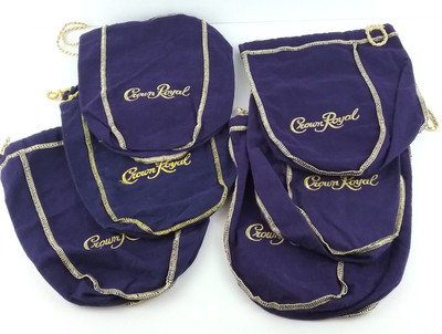 Crown Royal Canadian Whisky Liquor Bottle Bags Purple Cloth Drawstring Lot 6 