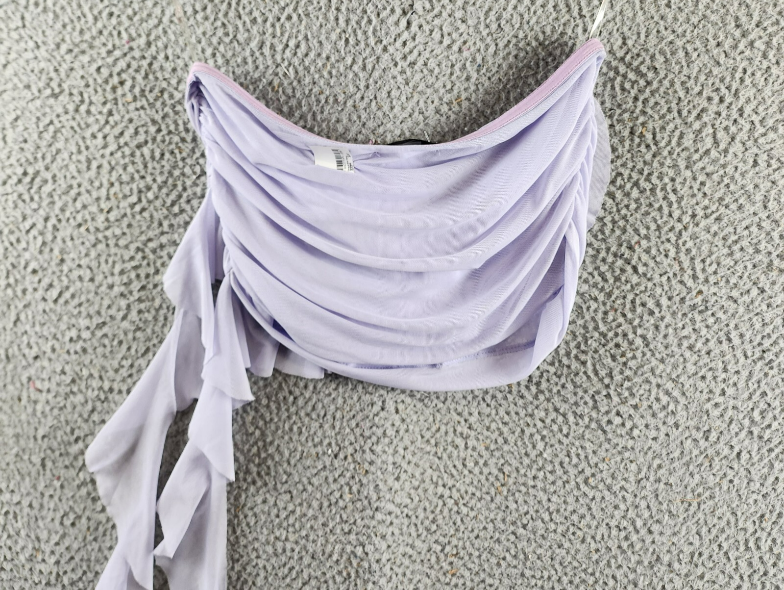 Aqua Draped Ruffled Mesh Tube Top Women's M Lavender Solid Sleeveless Pullover - Picture 11 of 13