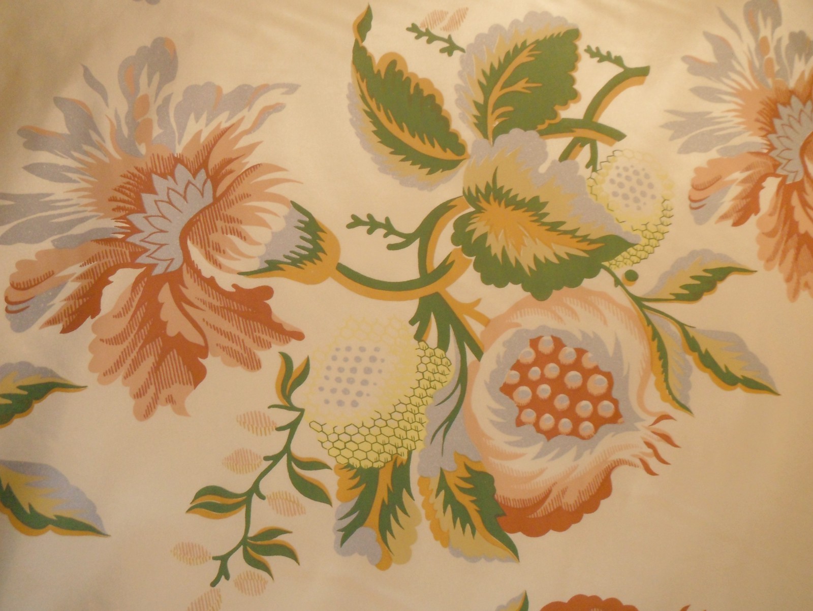 SCALAMANDRE Pomegranade Vintage SILK Handprint fabric Pomegranate Cream 3+ yds