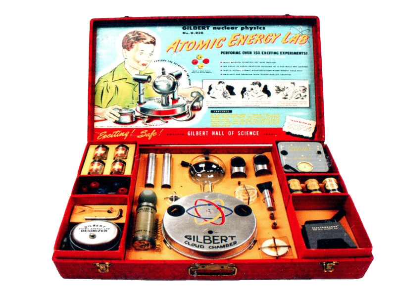 Gilbert Atomic Energy Lab Kit Toy Kids Picture on Refrigerator