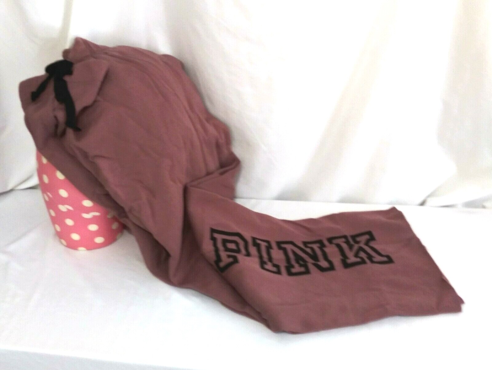 Pre-owned Victoria's Secret Victorias Secret Pink Graphic Boyfriend Slouchy Sweatpants Sweat Pant L In Cocoa Powder