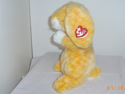 Grace 2001 TY Beanie Buddy 10in yellow plush praying bunny rabbit 3up 9389