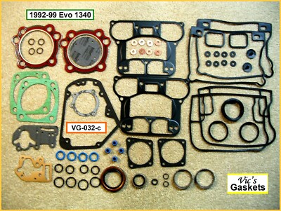 Motor Gasket & Seal Kit, 1992-99 Harley Evo 1340 +copper washers (Ref 17041-92A)