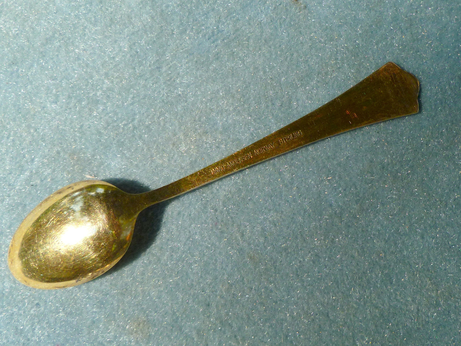 Sterling Enamel Gold Plate Demi Spoon David Andersen Norway Yellow