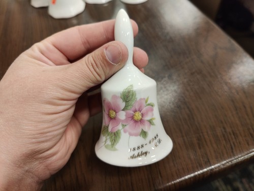 B3- 1888-1988 Ashley North Dakota Floral Porcelain Bell | eBay