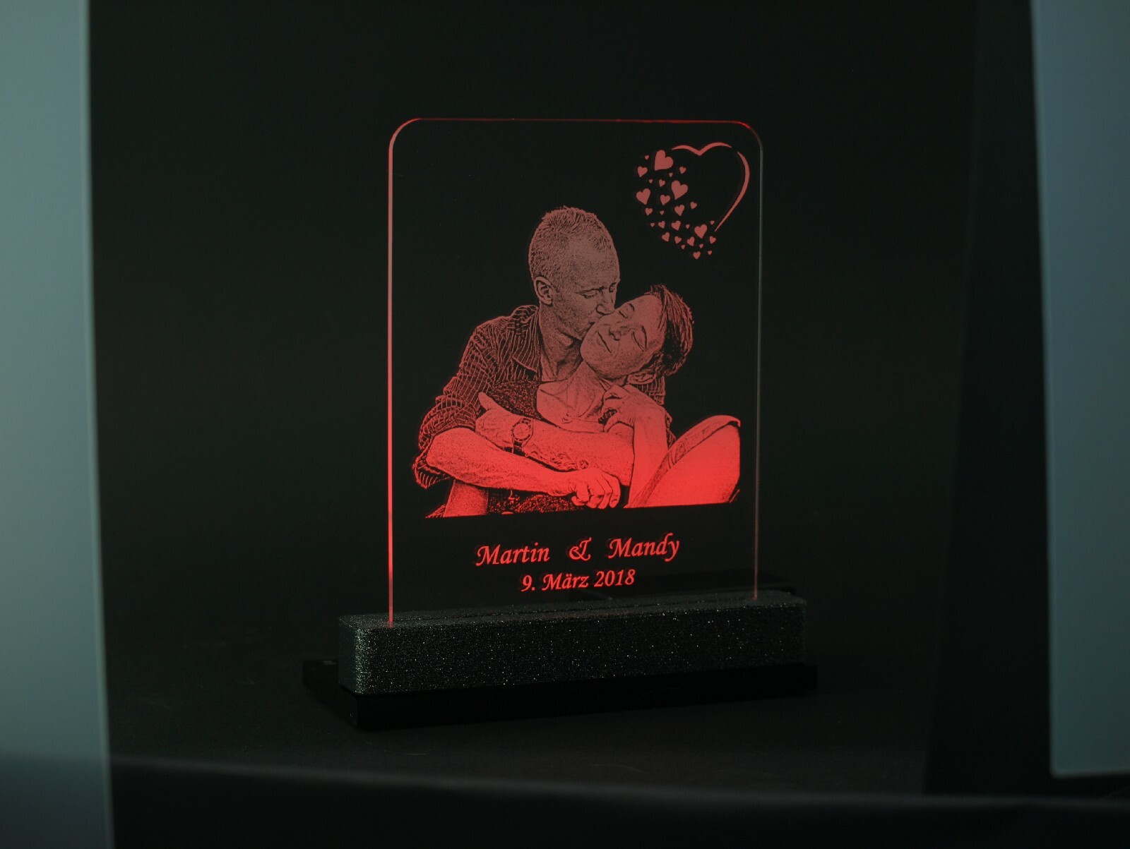 Acrylglas Fotogravur Led Sockel Ledstripe Beleuchtung Mit Batterie Bildgravur Ebay