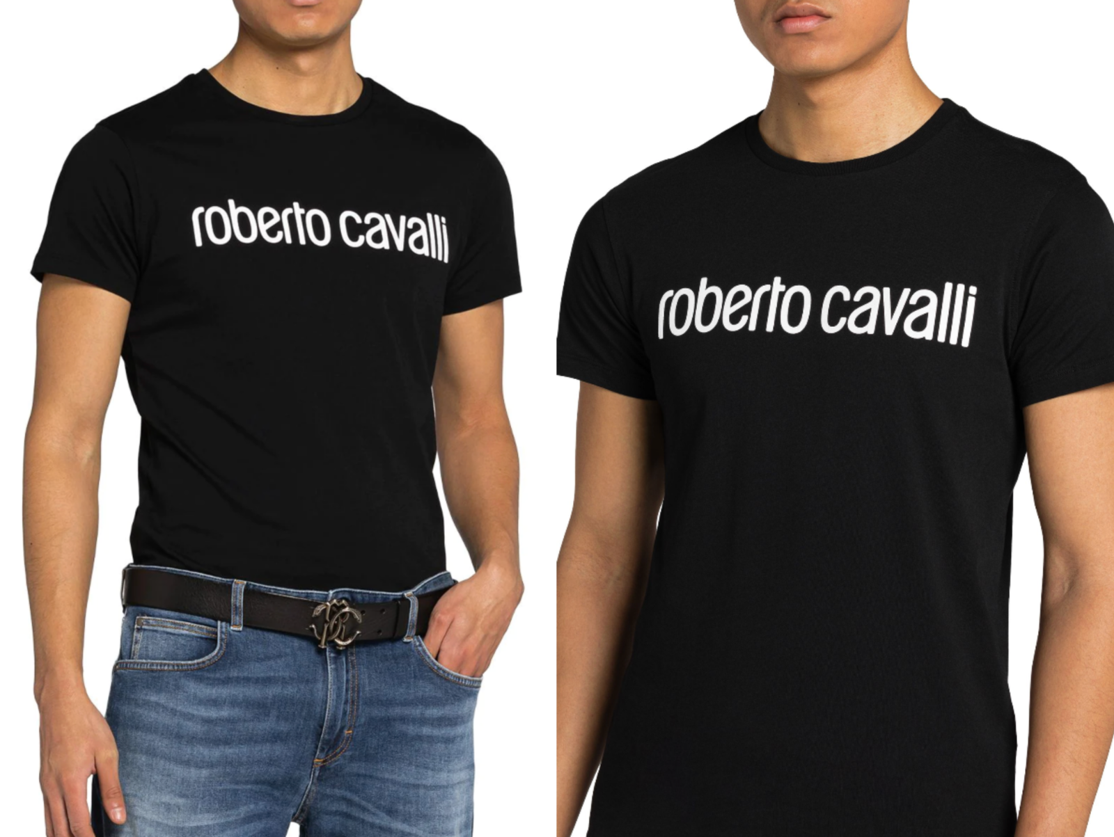 ROBERTO CAVALLI ROBERTO CAVALLI FIRENZE LOGO PRINT LUXURY CREW NECK T-SHIRT RETRO SHIRT TOP L