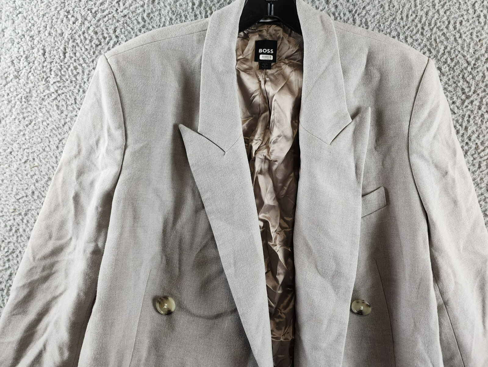 BOSS Regular-Fit Double-Breasted Jacket Women's 8 Gray Notch Lapel Long Sleeve - Picture 4 of 19