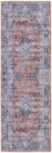 6 Синих и красных ковриков Oriental Power Loom, потертых, моющихся на нескользящей беговой дорожке