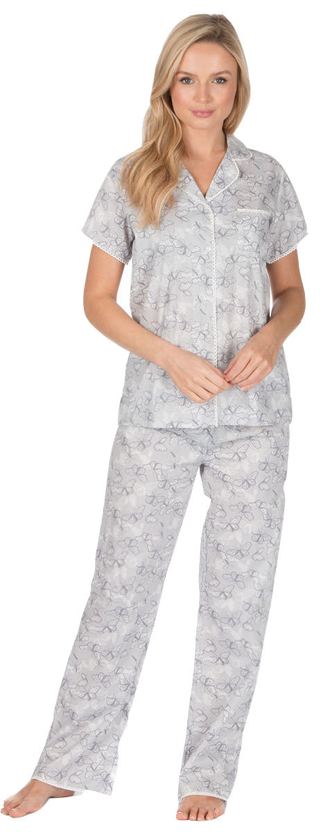 LADIES SUMMER PYJAMAS COTTON blend SHORT SLEEVE CROP AND LONG LEG | eBay