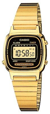 Casio LA670WGA-1, Ladies Digital Goldtone Watch, Chronograph, Alarm, Timer