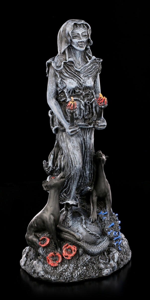 Hekate Figur mit zwei Hunden - Griechische Göttin Magie Deko Statue