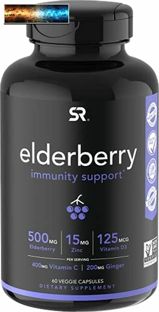 SR® Elderberry Immune Support with Zinc, Vitamin C + D3 (5000IU) | Highest Extra