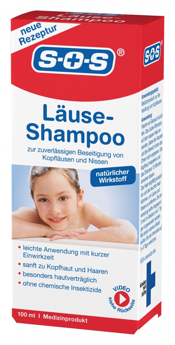 SOS Läuse-Shampoo | Beseitigung von Kopfläusen und Nissen | kurze Einwirkzeit 