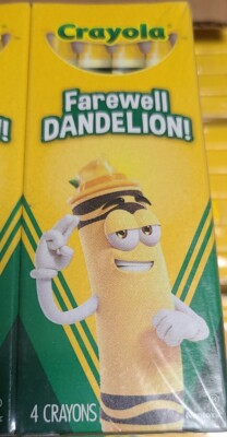 Discontinued Color! Crayola Farewell Dandelion! 1 Box with 4 Crayons 