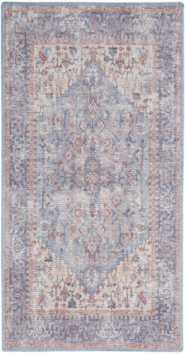2 X 4 Синих коврика Oriental Power Loom, которые можно стирать в стиральной машине