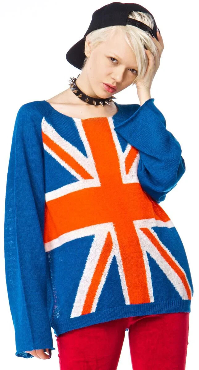 

WILDFOX Couture Gold Label Save Queen Penny Lane Флаг Британской Англии Юнион Джек, Multicolor