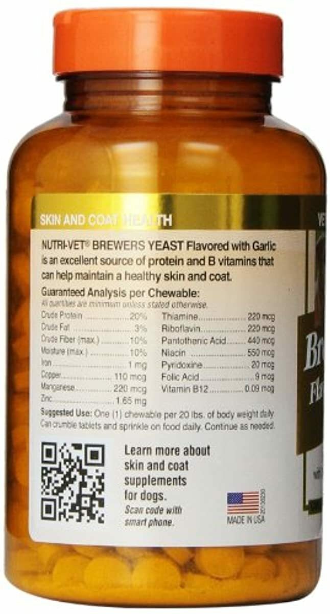 yeast brewers vet nutri garlic chewables nutrivet count skin