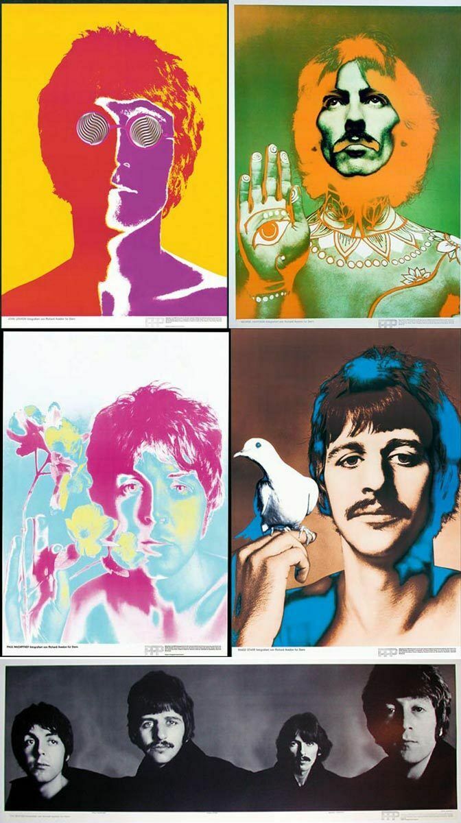 The Beatles Set 5 Posters Richard Avedon 1967 Original Printing