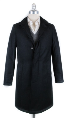 Pre-owned Luigi Borrelli $1600  Charcoal Gray Wool Solid Coat - (lb724171)