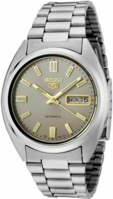 Seiko 5 SNXS75 Automatic Day-Date Gray Dial Stainless Steel Mens Watch SNXS75K1