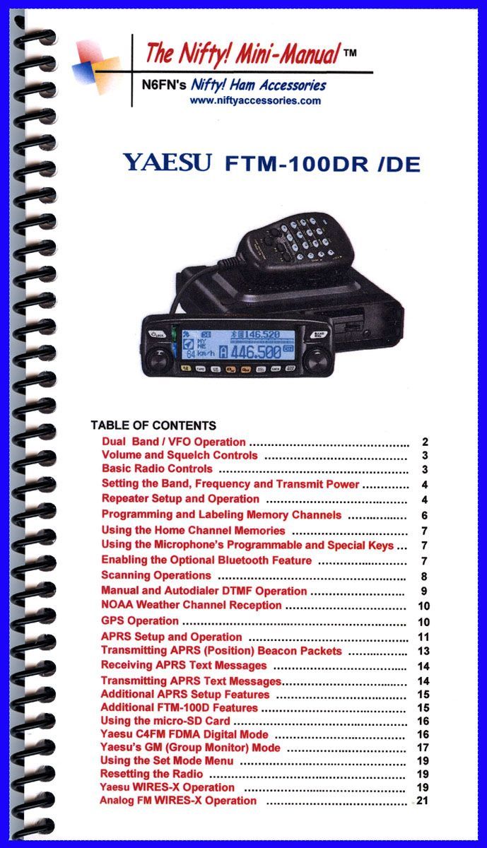 Nifty! Ham Radio Mini-Manual for the Yaesu FTM-100DR / DE | eBay