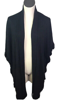 Joseph A. Womens Shawl Sweater Black Button Sides Ruffle Trim Plus Size 2X